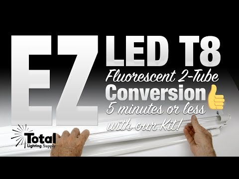 EZ LED T8 Fluorescent 2-Tube light Conversion in 5 minutes or less