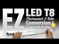 EZ LED T8 Fluorescent 2-Tube light Conversion in 5 minutes or less by Total Bulk Lighting