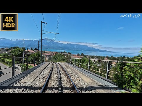 Train Cab ride - Les Pléiades to Blonay Switzerland - MOB Railway  | Driver view | 4K  60p HDR