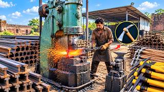 How Old Railway Tracks Are Turned Into Pickaxes | Complete Manufacturing Process