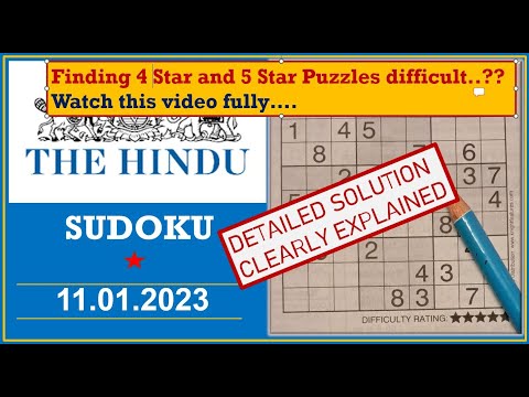 How to Solve 1 Star Hindu  Sudoku Jan 11,  2023 -  Step By Step Solution