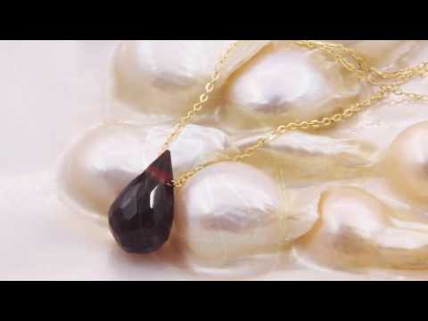 TELEIOS LUXE 18K GOLD GARNET BRIOLETTE SLITHER NECKLACE - TL0000172