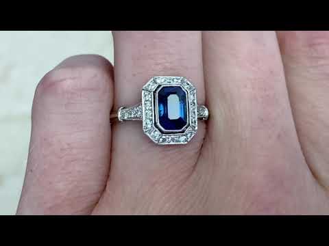 1.52ct Center Sapphire and Diamond Halo Engagement Ring - Portland Ring - Hand Video