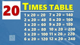 20 Times Table | Multiplication Table of 20 | Learn By Heart