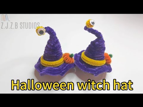 Chenille Pipe Cleaner Craft: Create a Cute Halloween witch hat Tutorial#diy #halloween