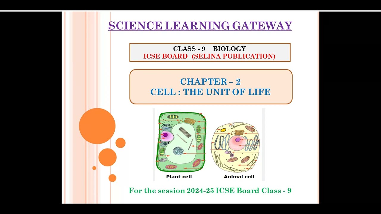 CLASS - 9 BIOLOGY| ICSE BOARD| CHAPTER - 2 CELL - THE UNIT OF LIFE (PART - 1)