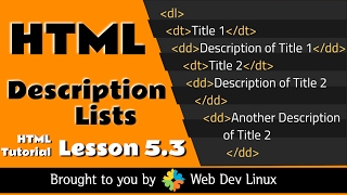 Download the video "HTML Tutorial - Chapter 5.3 - Description Lists"