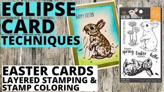 💥ECLIPSE CARD MAKING 💥TWO CARD TECHNIQUES | TIPS AND TRICKS FOR LAYERED STAMPS & STAMP COLORING