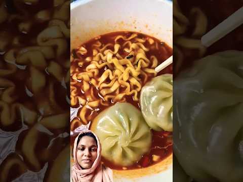buldak soup ramen with dumplings #asmr #korean #food #Raman #momo