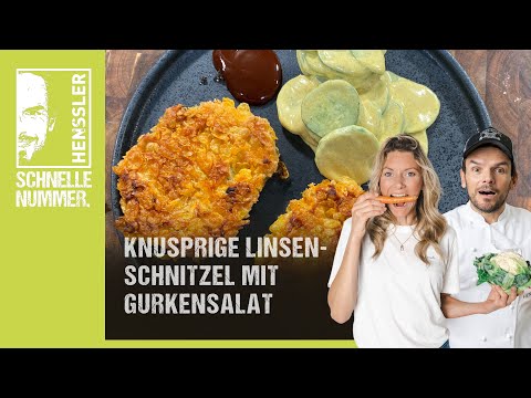 Quick crispy lentil schnitzel with cucumber salad recipe by Steffen Henssler