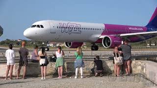 Whizz Air A321-271  Low Landing & Takeoff at SKIATHOS Airport | Plane Spotting & Jetblast