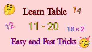 Table tricks for kids / Multiplication Tables from 11 to 20 / Pahada 11 to 20 / 11 to 20 tables #diy