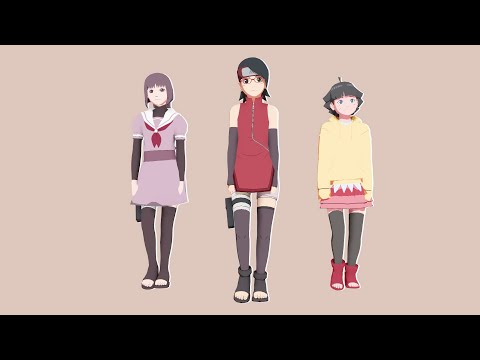 【Naruto MMD/60FPS】Red Velvet MEDLEY (トレースモーション配布) - Sumire*Sarada*Himawari【Motion DL Link】