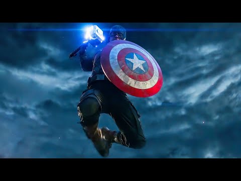Captain America vs Thanos Fight Scene   Captain America Lifts Mjolnir   Avengers  Endgame