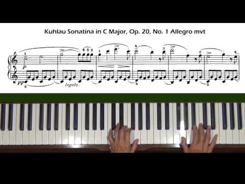 Kuhlau Sonatina in C Major Op. 20, No. 1 Allegro mvt Piano Tutorial