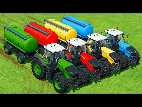 TRACTORS OF COLORS ! FENDT TRACTORS and FUEL TANKS PARKOUR! Farming Simulator 22