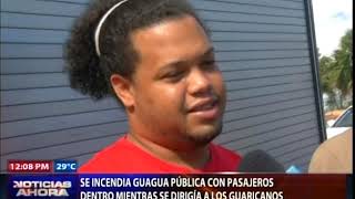 Se incendia guagua pública con pasajeros dentro mientras se dirigía a Los Guaricanos