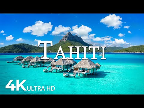 FLYING OVER TAHITI (4K UHD) - Amazing Beautiful Nature Scenery with Relaxing Music - 4K VIDEO UHD