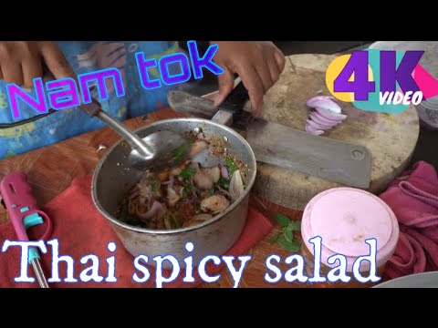 4K】Salada picante tailandesa/Nam tok・Deliciosa culinária tailandesa Isan：THAI ISAN STREET FOOD