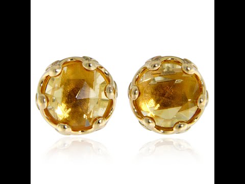 Cercei Stud Aur Galben 14k Citrine Naturale Colectia Miniature Royals - Aur Solar