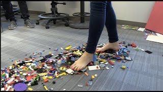 Birthday Bet: Jen Has to Walk On Legos!