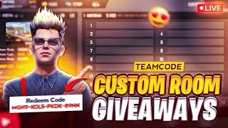 FREE FIRE LIVE CUSTOM ROOM GIVEAWAY | FF LIVE TEAM CODE GIVEAWAY | FF LIVE GIVEAWAY DJ ALOK |FF LIVE