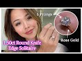 1 50ct Round Platinum Rose Gold Two Tone 6 Prong Knife Edge Solitaire Engagement Ring
