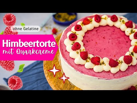 Himbeertorte mit Quarkcreme (Ohne Gelatine) - Einfaches Rezept Himbeersahne-Torte