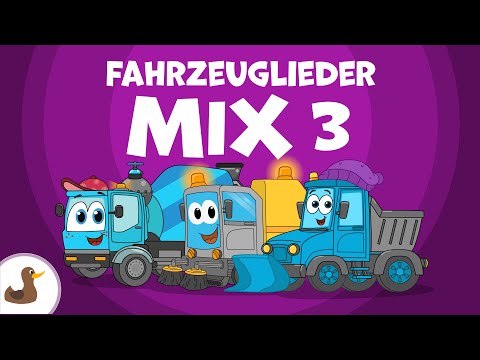 🚌 Fahrzeuglieder-Mix 3: Betonmischer, Kehrmaschine, Schneepflug, Öffis | Sing Kinderlieder
