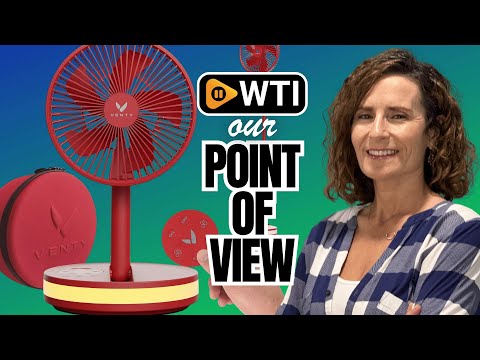 VENTY Portable Fan - Wireless Battery Operated Fan - 4 Speeds - LED Lighting - Carry Case & Remote Control - Cruise Travel - Outdoor Travel RV Power Bank With USB-C Port (Red with Case) - WTI product video review
