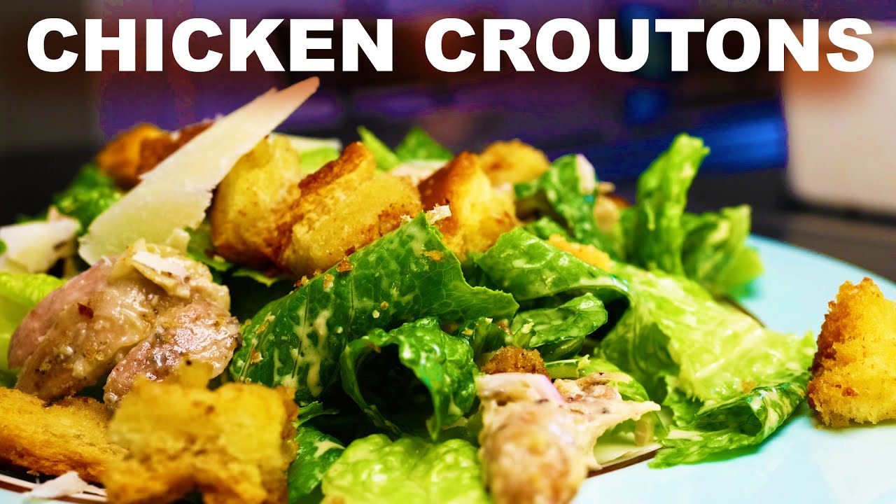 Chicken ceasar salad with chicken fat croutons