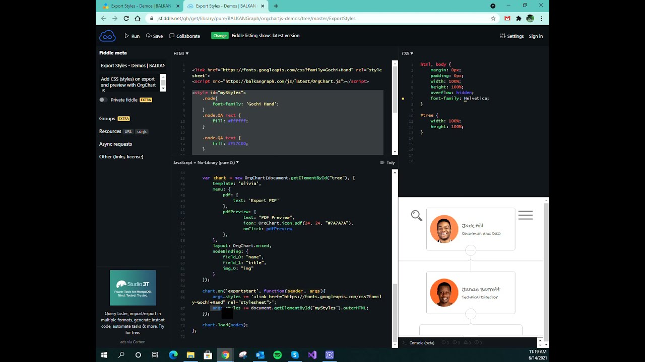 BALKAN OrgChart JS - How to export styles?