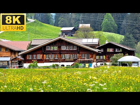 [ 8K ] LAUENEN Gstaad Switzerland | 8K UHD Walk Tour Video