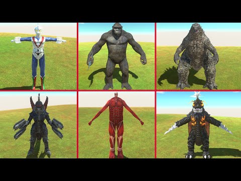 KING KONG   VS COLOSSAL TITAN VS GODZILLA 2021 VS GIGAN FINAL WARS - Animal Revolt Battle Simulator