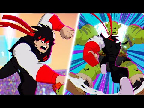 CHUX FIGHTS A GIANT | AKEDO: Ultimate Arcade Warriors | WildBrain - Cartoon Super Heroes