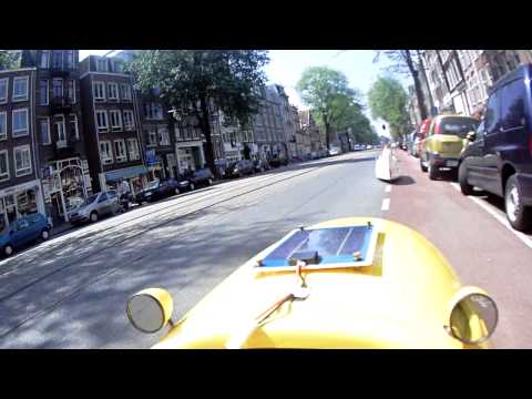 Riding through Amsterdam in a velomobile! (Eurotour 2013)