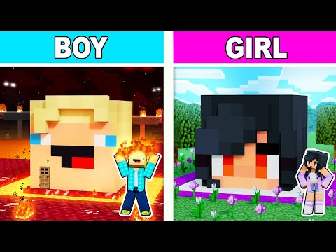 Boy VS Girl SECRET Minecraft Base Battle!