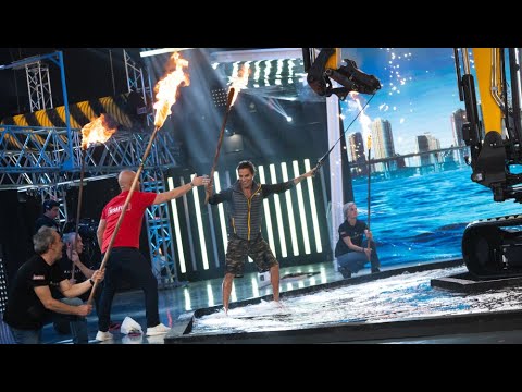 Julio José Iglesias desata la locura con el esquí acuático con excavadora - El Desafío