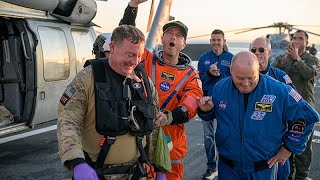 Momento en que la cápsula de Artemis II ameriza en el Pacífico