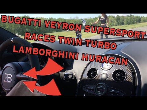 BUGATTI VEYRON SUPERSPORT RACES TWIN TURBO LAMBORGHINI HURACAN!!! LAUNCH CONTROL!