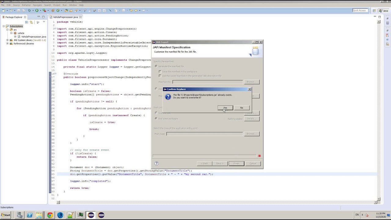 Create preprocessor in IBM Filenet Content Manager