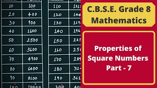 Properties of Square Numbers - Part 7 || Squares & Square Roots || C.B.S.E. Grade 8 Mathematics