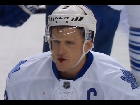 Phaneuf Gets Caught by Evander Kane's Stick After Hit (10/21/15)
