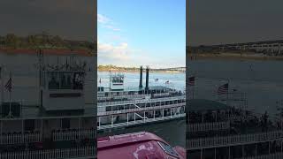 Steamship Natchez passing Norwegian Escape as Canrival Valor leaves New Orleans