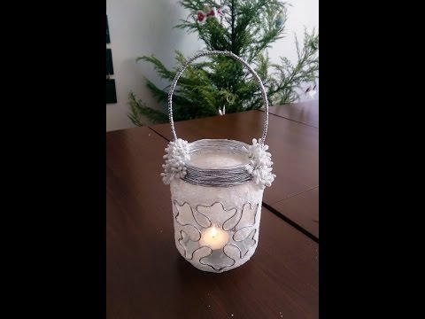 DIY, Jar Candle Holder, Winter Decor - Kavanozdan Mumluk Yapımı, Kış Dekorasyonu