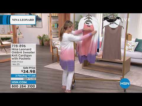 Nina Leonard Ombre Sweater Knit Cardigan with Pockets