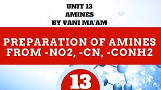 Preparation of Amines from -NO2, -CN, -CONH2  | Part 13| class 12 |unit 13|cbse chemistry