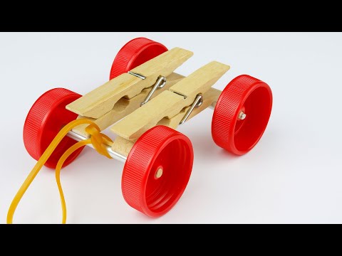 How To Make a Mini Latch Rubber Band Car-DIY TOY CAR