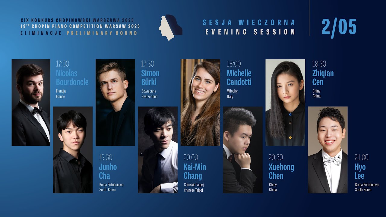 The 19th International Fryderyk Chopin Piano Competition (preliminary round) 2nd session, 2.05.2025