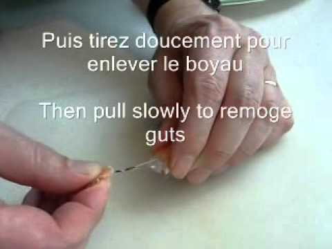 Chatrage langoustines - Removing scampi guts